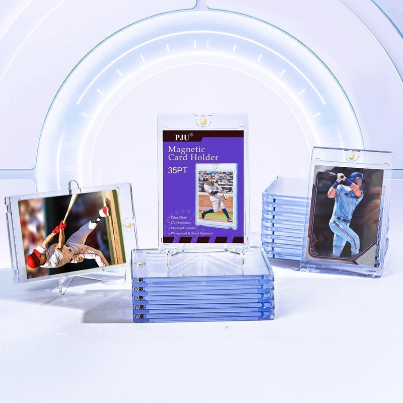 PJU 30ct Magnetic Card Holder, 35pt Single Card Holder Touch for Trading Cards, Protectors Hard Plastic, U-V Protection Magnetic Display Case for Baseball, Game, Sports Cards - Image 2